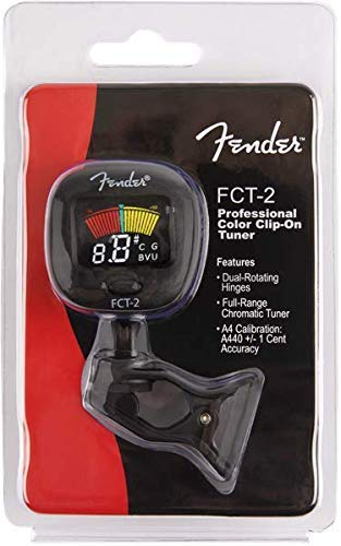 Fender FT-2 Professional Clip on Tuner for Acoustic Guitar, Electric Guitar, Bass, Mandolin, Violin, Ukulele, and Banjo Black FCT-2 - LeoForward Australia