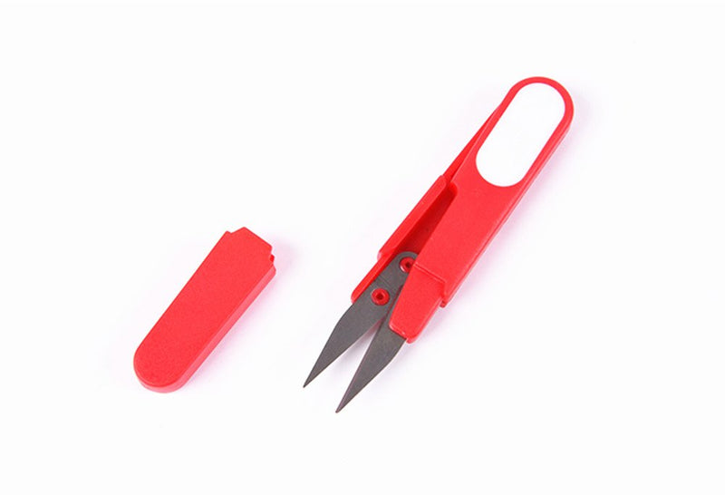  [AUSTRALIA] - yueton 4pcs Colorful Portable Scissors Cutter Outdoor Cutting Tool with Cap, U Shape Scissor Beading Thread Cutter Fishing Line Scissors, Craft Sewing Scissors