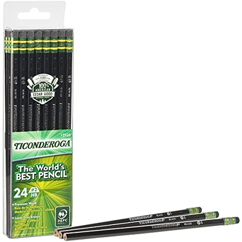  [AUSTRALIA] - Dixon Ticonderoga Wood-Cased #2 Pencils, Box of 24, Black (13926) 24 Count (Pack of 1)