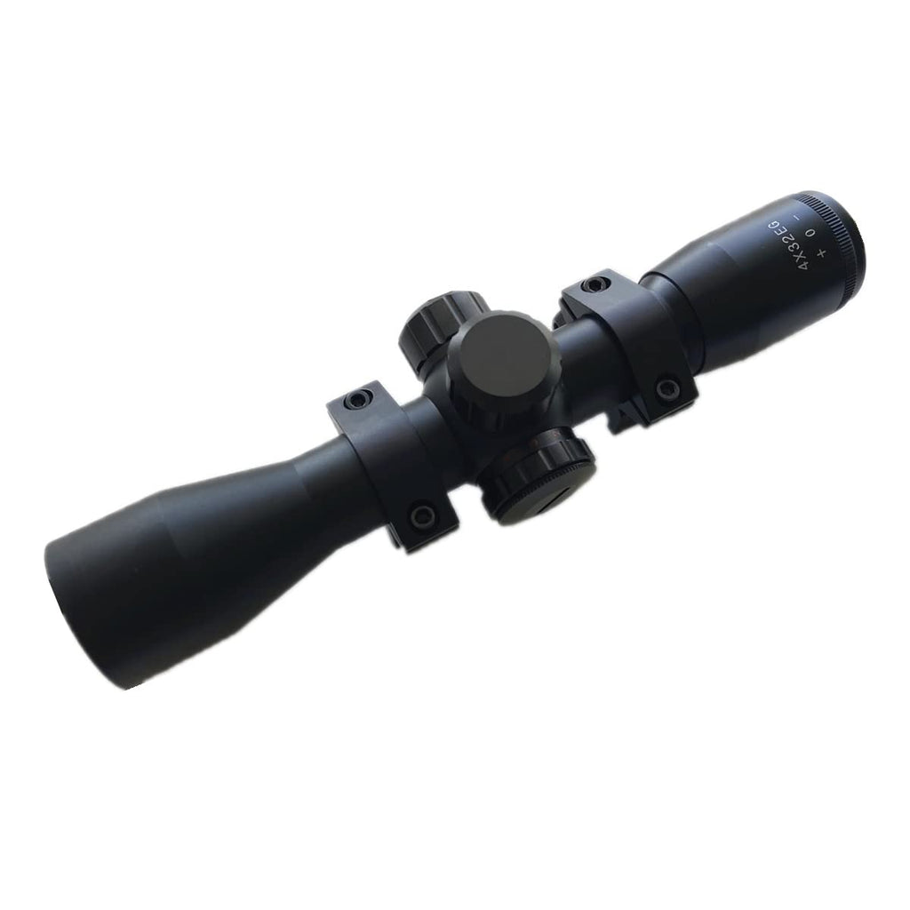  [AUSTRALIA] - NyLeabon 4x32 Crossbow Scope, Red and Green Illuminated Scope, Glass Etched Reticle Scope, Compact Hunting Scope, Shooting Scope with 1 Inch Scope Rings, Black (4X32EG)