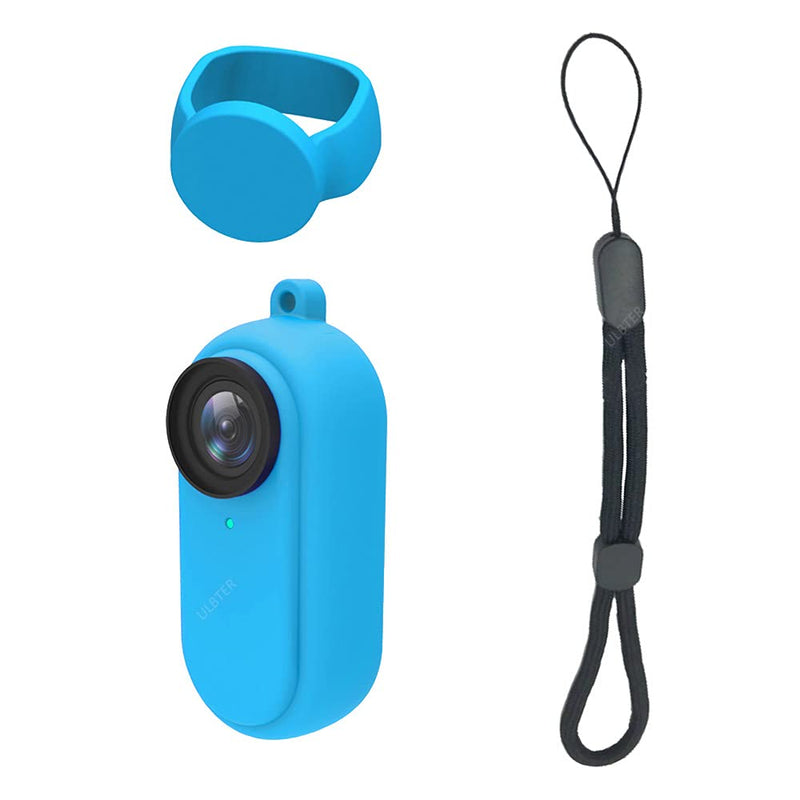  [AUSTRALIA] - Rubber Sleeve Case for Insta360 Go 2 + Lens Cap Cover + Wrist Lanyard ,ULBTER Silicone Protective Case for Insta 360 Go 2 Action Camera Accessory-Blue Blue