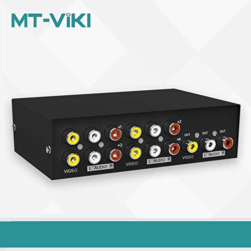  [AUSTRALIA] - MT-ViKI 4 Way AV RCA Switch, 4 in 1 Out Composite Video L/R Audio Switcher Selector Box for DVD Player, SNES, N64, PS2/3 Game Consoles