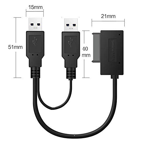 xqjtech USB2.0 to SATA 6+7 13Pin Slimline Slim SATA Cable with External USB2.0 Power Supply for Laptop CD-ROM DVD-ROM ODD Adapter Converter - LeoForward Australia