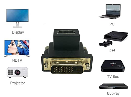  [AUSTRALIA] - Dafensoy 90 Degree Down Angled DVI to HDMI Adapter,Gilded DVI Male to HDMI Female,for Computer & HDTV & Graphics Card,Projector