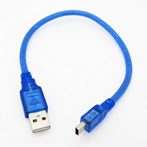  [AUSTRALIA] - JIUWU Blue Short USB 2.0 A Male to Mini 5Pin B Male Data Charging Cable 30cm