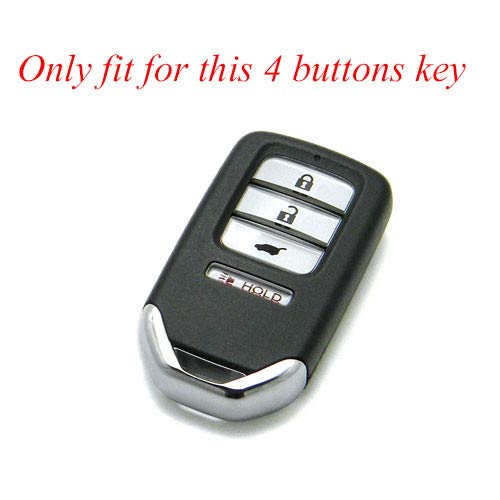  [AUSTRALIA] - Btopars 2pcs 4 Buttons Full Protector Silicone Smart Key Cover Jacket Keyless Protector Holder Compatible with 2013 2014 2015 Honda Accord Black Red