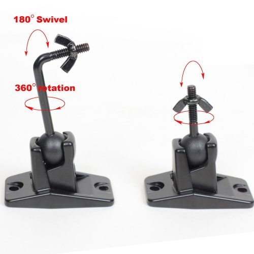  [AUSTRALIA] - VideoSecu Speaker Wall Ceiling Mount Bracket One Pair for Universal Satellite, fits Keyhole and Thread Hole with 1/4 20 Threads, 4mm and 5mm Black 1ST