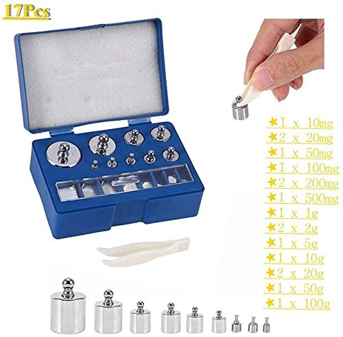  [AUSTRALIA] - 17 pieces calibration weight, 10mg-100g precision calibration gram scales weight set with calibration weight tweezers for digital jewelry scales laboratory study weights