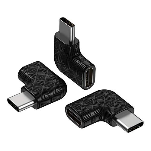  [AUSTRALIA] - USB C Right Angle Adapter,90 Degree USB C to USB Type-C Male to Female Adapter (3 Pack). Support USB-C 3.1 PD 100W Quick Charge 480Mb/s Data Transfer,for Laptop & Tablet & Mobile Phone -Black C Male to C Female