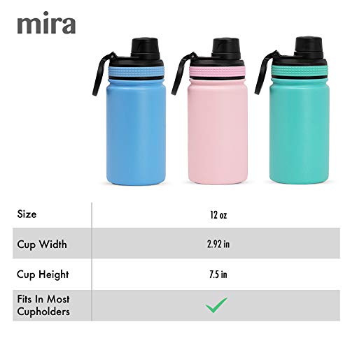  [AUSTRALIA] - MIRA 12 oz Stainless Steel Water Bottle - Metal Thermos Flask Keeps Cold for 24 Hours, Hot for 12 Hours - Wide Mouth & Double Wall Vacuum Insulated - Black 12 oz (350 ml)