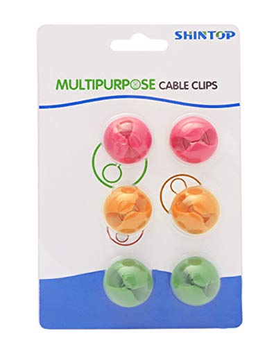  [AUSTRALIA] - Shintop Cable Clips, Desk Cable Drop, Desk Wire Clips for All Your Computer, Electrical, Charging or Mouse Cord (Colorful,6pcs) Colorful