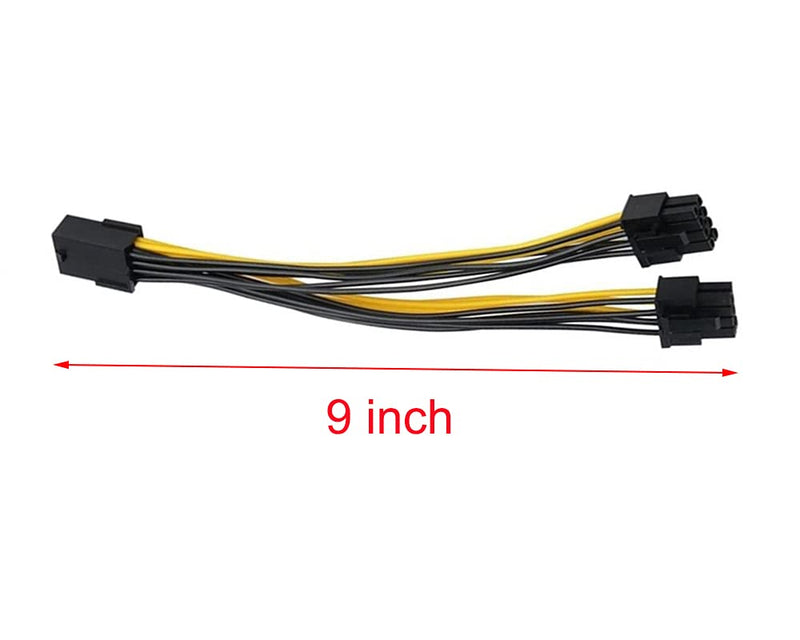  [AUSTRALIA] - (6 Pack) GPU VGA PCIe 8 Pin Female to Dual 8 Pin (6+2) Male PCI Express Adapter Splitter Power Cable 9 inch