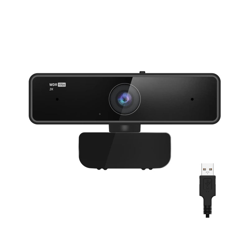  [AUSTRALIA] - Nuroum 2K Business Webcam, 1080P/60fps, 1440P/30fps, Dual Microphone with Privacy Cover, Wide-Angle USB FHD Web Computer Camera, Plug and Play, for Zoom/Skype/Teams/Webex, Laptop MAC PC Desktop