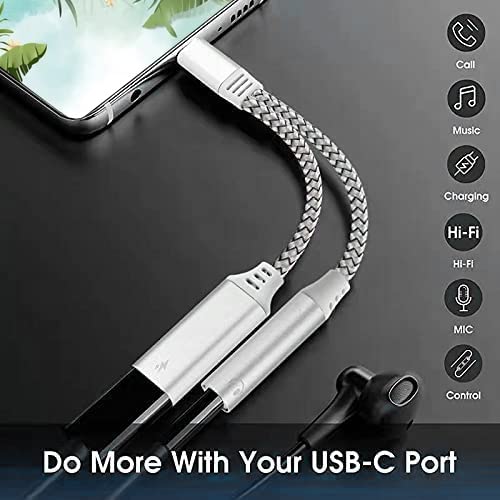  [AUSTRALIA] - USB c to 3.5mm Headphone Jack Adapter and Charger Adapter， 2-in-1 USB C 3.0 Charging Port to Aux Audio Jack high Resolution DAC and Fast Charging dongle Cable,Multifunction Connector Adapter （Silver）