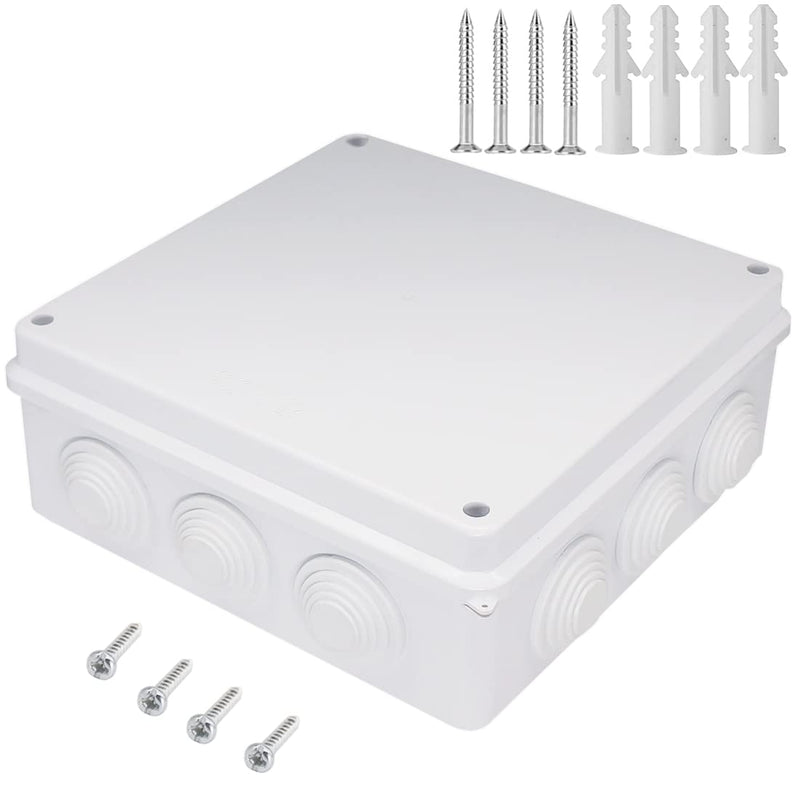  [AUSTRALIA] - Zulkit Junction Box ABS Plastic Dustproof Waterproof IP65 Universal Electrical Boxes Project Enclosure White 7.9 x 7.9 x 3.1 inch (200 x 200 x 80mm) 7.9" x 7.9" x 3.1" With Holes