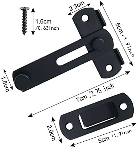  [AUSTRALIA] - 2 Pack Stainless Steel Gate Latches, Door Holder Flip Latch Safety Door Bolt Latch Lock (Black) Black