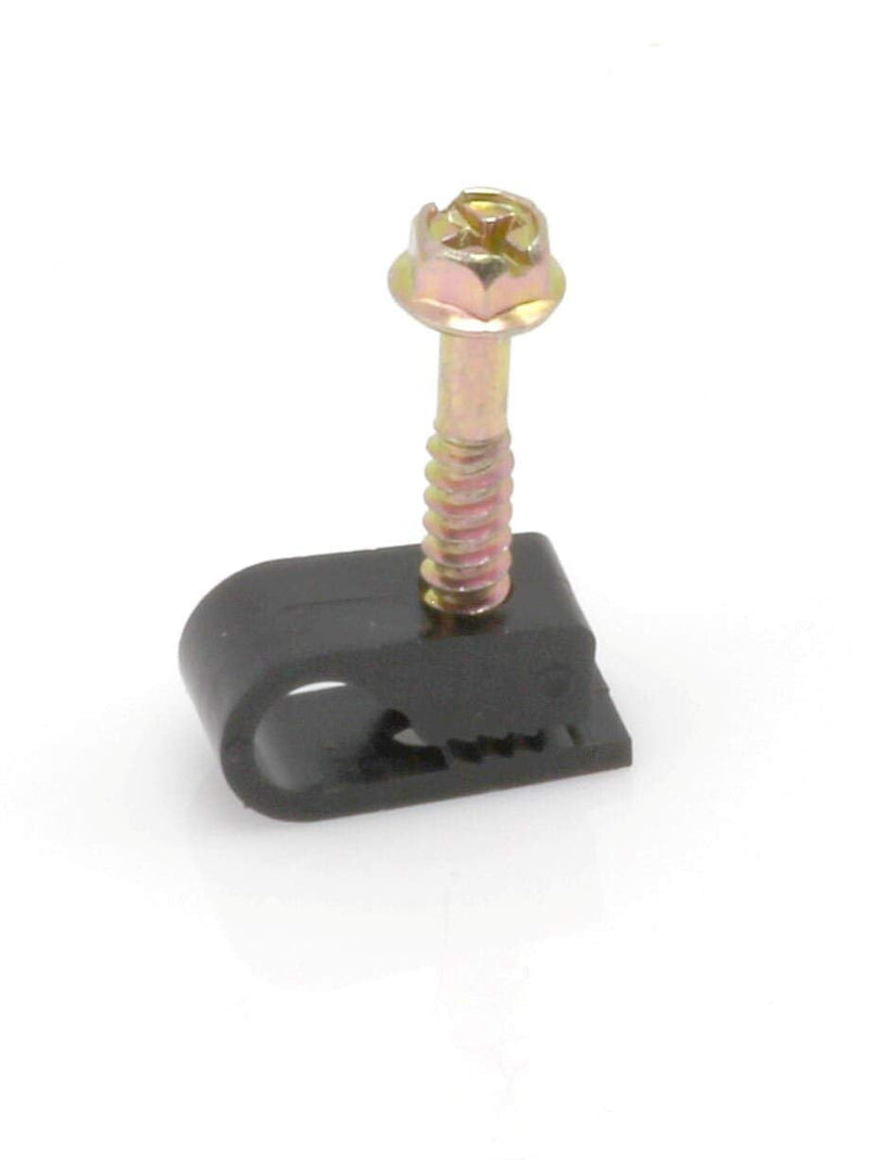 [AUSTRALIA] - THE CIMPLE CO - Single Coaxial Cable Clips, Cat6, Electrical Wire Cable Clip, 1/4 in (6 mm) Screw Clip and Fastener, Black (100 Pieces per Bag) 100 Pack