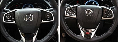  [AUSTRALIA] - Boobo H-F03 Civic Carbon Fiber Inner Steering Wheel Cover Trim 10th GeneratioFor Honda Si 2016-2018 (Button Trim)