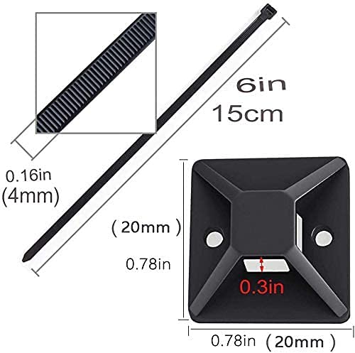  [AUSTRALIA] - Black Cable Tie Zip Self Adhesive Mounts Set, Cable Base Holders with Multi-Purpose Sticky Pads 100 sets