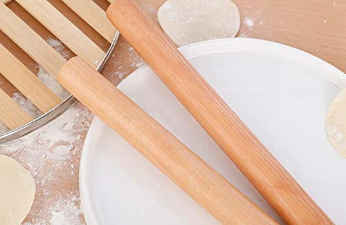  [AUSTRALIA] - VNDEFUL 2PCS Solid Wood Rolling Pin Kitchen Baking Tool and Dough Stick Hand Rolling Pin Dumpling Wrappers