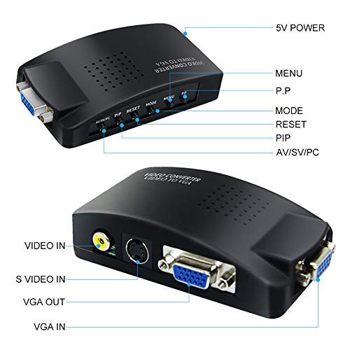  [AUSTRALIA] - M MAKETHEONE RCA to VGA Adapter, Composite AV S-Video RCA Input to VGA Female Output Converter, Transfer Video Graphic Signal from CCTV PC Laptop DVD DVR VCR TVBox to VGA Monitor Projector Computer