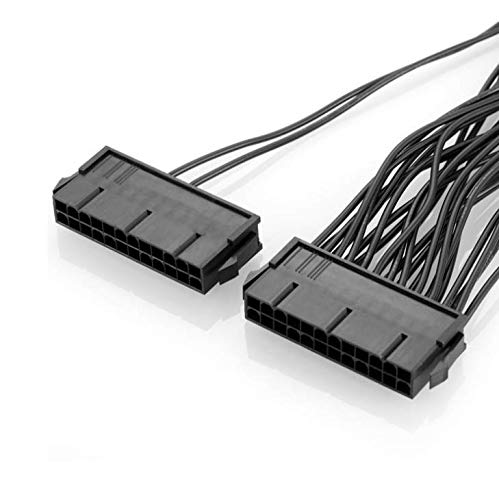  [AUSTRALIA] - YOVECATHOU 24 Pin 20+4 Dual Multiple PSU Power Supply Cable Splitter Adapter for ATX Motherboard Extension Kit 18AWG 1 Feet Black