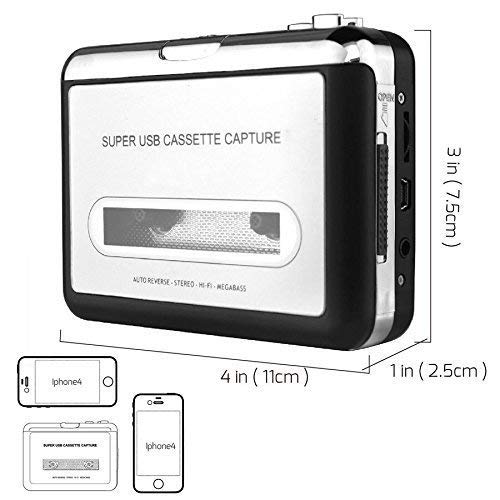  [AUSTRALIA] - Cassette Player, Cassette Tape to MP3 CD Converter Via USB, Convert Walkman Tape Cassette to MP3 Format, Compatible with Laptop and PC