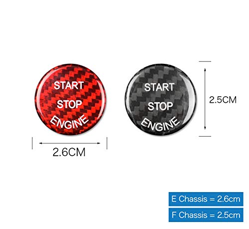 JMY Carbon Fiber Sports Engine Start Stop Button Cover For BMW 1 2 3 4 5 6 7 X1 X3 X4 X5 X6 F30 F10 F01 F32 F15 F25 G30 G31 G11 G12, Engine Switch Power Ignition Replacement (F Chassis, Red) F Chassis - LeoForward Australia