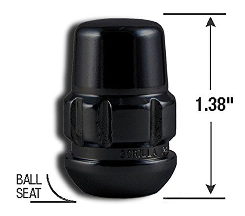 Gorilla Automotive Products 38431XLBC Ball Seat Wheel Lock Black Chrome Set of 4 (12mm x 1.50 Thread Size) - LeoForward Australia