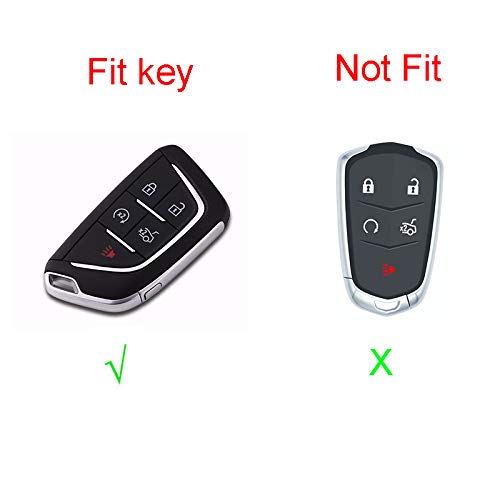  [AUSTRALIA] - Royalfox(TM) for Cadillac New Blade Shape Key, 5 Buttons Soft TPU Full Protection keyless Remote Smart Key Fob case Cover Keychain for 2020 Cadillac ct5 (Silver) silver