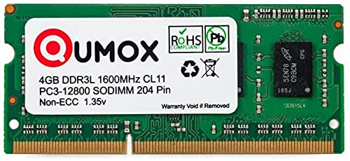  [AUSTRALIA] - QUMOX 4GB 204 pin DDR3L-1600 SO-DIMM (1600Mhz, PC3L-12800S, CL11, 1.35V, Low Voltage) DDR3L 1600 SODIMM 1.35v 4GB