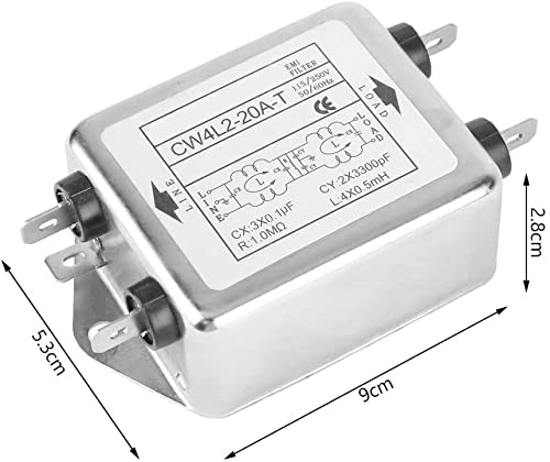  [AUSTRALIA] - Line Filter 230V, Power Emi Filter 20A, CW4L2-20A-T, Line Filter Single Phase Filter, EMI Power Filter, 115V/250V 20A 50/60Hz, Electromagnetic Interference Filter