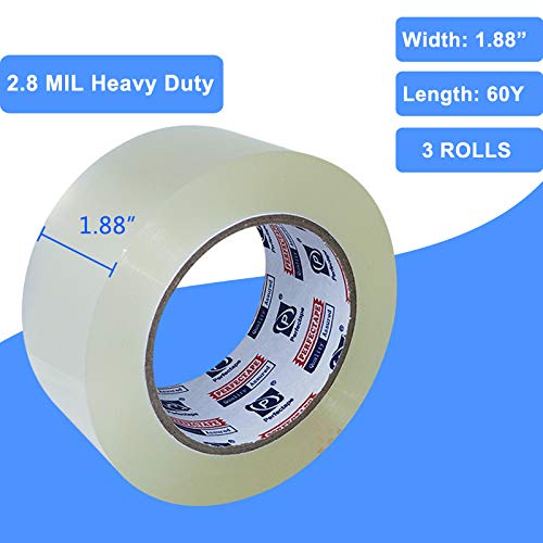 PERFECTAPE Heavy Duty Packing Tape 3 Rolls, Total 180Y, Clear, 2.8 mil, 1.88 inch x 60 Yards, Ultra Strong, Refill for Packaging and Shipping 3-PACK - LeoForward Australia