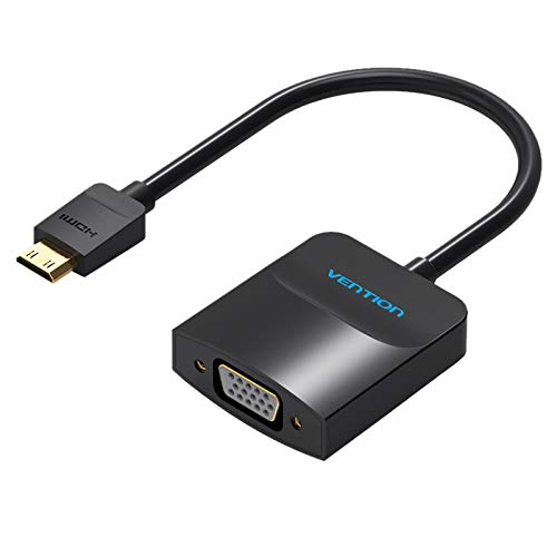  [AUSTRALIA] - VENTION Mini HDMI to VGA Adapter (Male to Female) 1080P 60HZ with 3.5 mm Audio Cable Compatible with Computer, Desktop, Laptop, Monitor, Projector, HDTV, Xbox and More(Black)