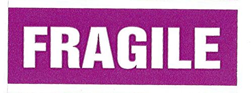 Purple and White"Fragile" Stickers - 1" by 3" - 500ct - LeoForward Australia