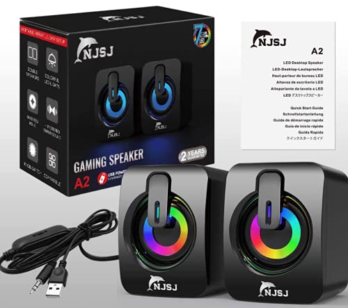  [AUSTRALIA] - Real-EL PC Speakers,2.0 Wired Mini Speaker,USB Powered 3.5 mm AUX,LED Light RGB Gaming Speaker for Computer,Laptop,Tablets,Monitor