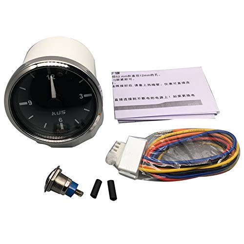  [AUSTRALIA] - KUS Guaranteed Clock Meter Gauge 12-Hour Format with Backlight 52mm(2") 12V/24V