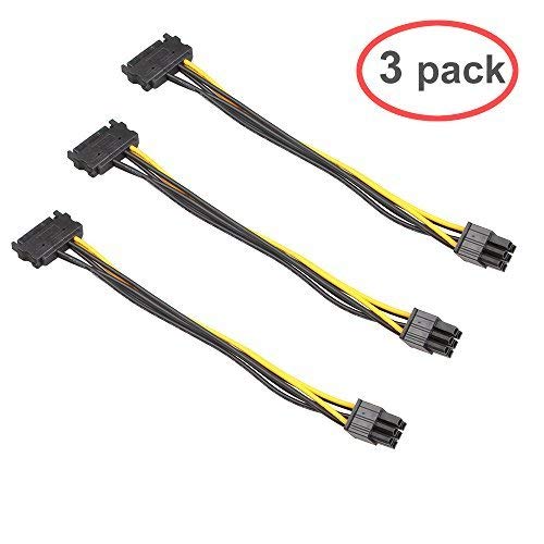 LIANSHU 3Pack 6 Pin PCI-e to SATA Power Cable - 8 Inches - LeoForward Australia