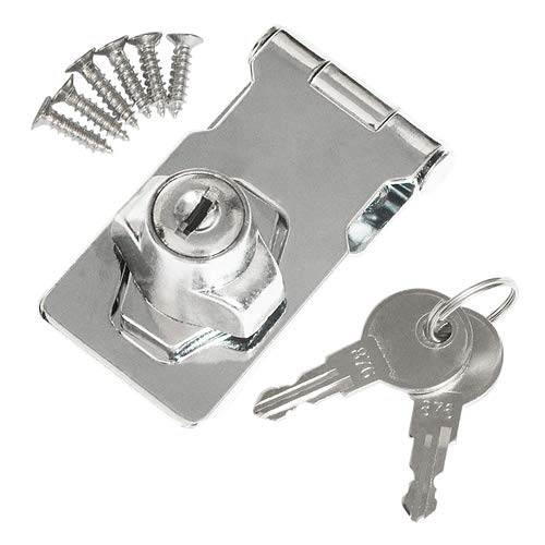  [AUSTRALIA] - TOVOT 4 Pack Keyed Hasp Locks -Twist Knob Keyed Locking Hasp (2.5" x 1-1/4"),Safety Locking Hasp w/Screws for Door Cabinet,Keyed Alike (Chrome)