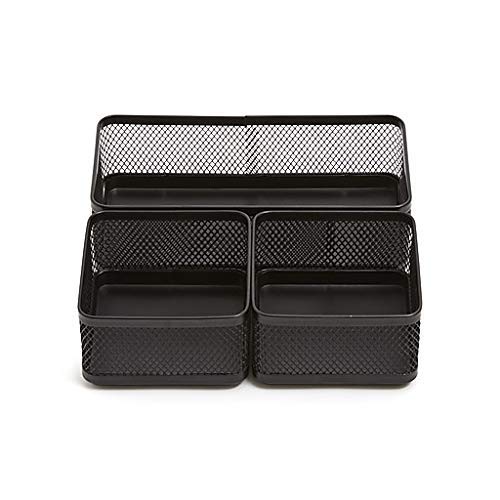 1InTheOffice Mesh Collection Desk Drawer Organizer Tray 3 Compartment - Stackable, Matte Black - LeoForward Australia