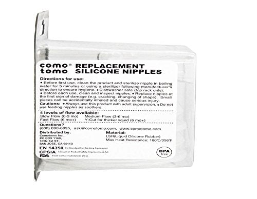Comotomo Silicone Replacement Nipple, Fast Flow, 6+ Months, 2 Count - LeoForward Australia