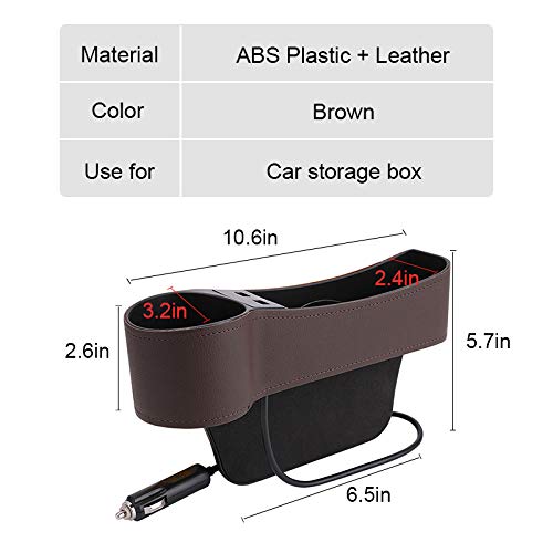 MOCOHANA Car Seat Gap Organizer Multifunctional with Dual USB Charging Cup Holder Leather Storage Box for Driver Side, Brown, Right - LeoForward Australia