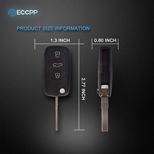 ECCPP Replacement fit for Uncut Keyless Entry Remote Control Car Key Fob Shell Case Audi Series MYT8Z0837231 (Pack of 2) - LeoForward Australia