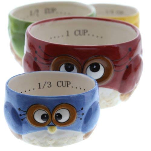 Cosmos gifts Measuring Cup Set Owl Design red green blue yellow 4 Pack - LeoForward Australia