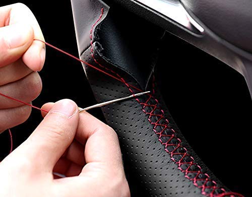 Eiseng DIY Sew Customized Steering Wheel Cover for 1 Series M3 2008-2013 E81 E82 E87 E88 / 2006-2011 3 Series E90 E91 E92 E93 / Black Breathable Interior Accessories (Leather+Red Mark) Leather+Red Mark - LeoForward Australia