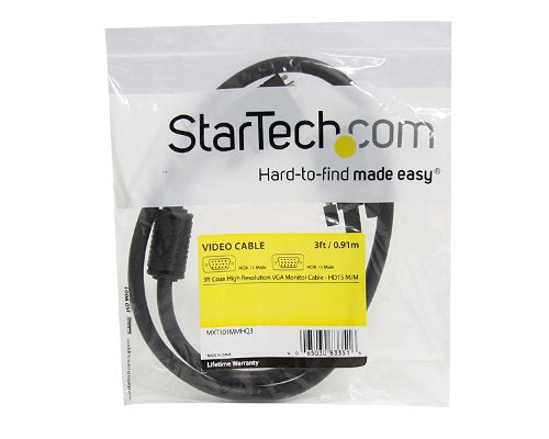 StarTech.com 3 ft Coax High Resolution Monitor VGA Cable - HD15 M/M - 3ft HD15 to HD15 Cable - 3ft VGA Monitor Cable (MXT101MMHQ3) Black 3 ft / 1m Standard Packaging - LeoForward Australia