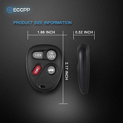  [AUSTRALIA] - ECCPP 2PCS 4 Buttons Keyless Entry Remote Control Car Key Fob Shell Case Replacement for Cadillac Chevy Buick GMC KOBLEAR1XT