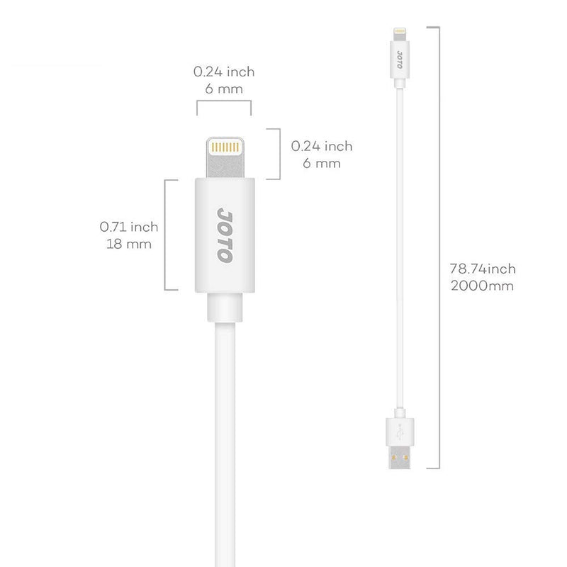  [AUSTRALIA] - JOTO (6.6ft) Lightning Cable Compatible with iPhone 13 Pro Max 13 Mini 12 11 XS XR X 8 Plus SE iPad 10.2 9.7 Pro Air iPod Touch 5 6th gen Nano 7th gen, Lightning to USB Cable Data Sync Cable -White White
