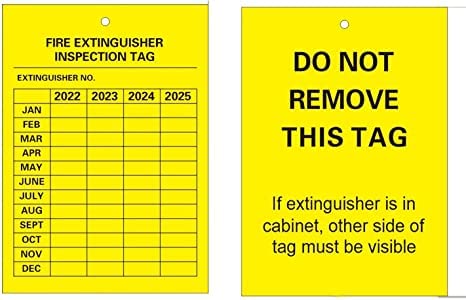  [AUSTRALIA] - EDOBLUE 50Pack Monthly Fire Extinguisher Inspection Tags Record Year 2022 to 2025 Maintenance Tags Recharge and Inspection Record Tag for Indoor or Outdoor Fire Extinguishers Inspection