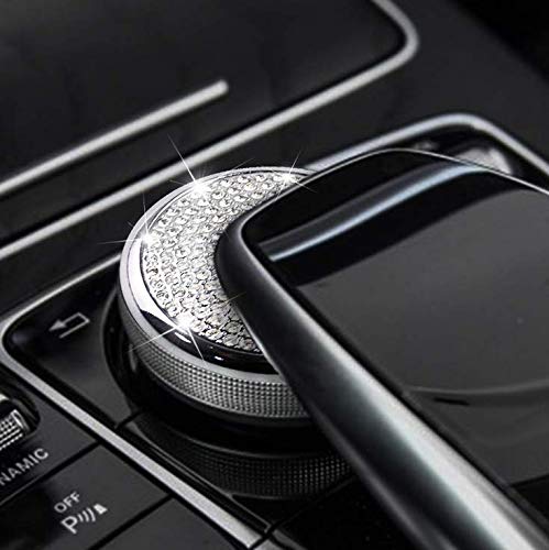  [AUSTRALIA] - YUWATON Bling Crystal Interior Media Control Emblem Cover for Mercedes Benz Bling Accessories silver